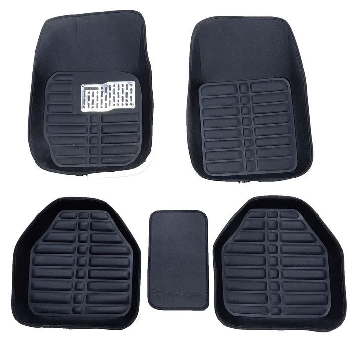 3D Universal Car Floor Mats - 5 Pcs - Dark Red