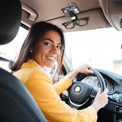 2PCS Glasses Holders for Car Sun Visor, Glasses Clip Organizer, Sunglasses Eyeglasses Mount with Ticket Card