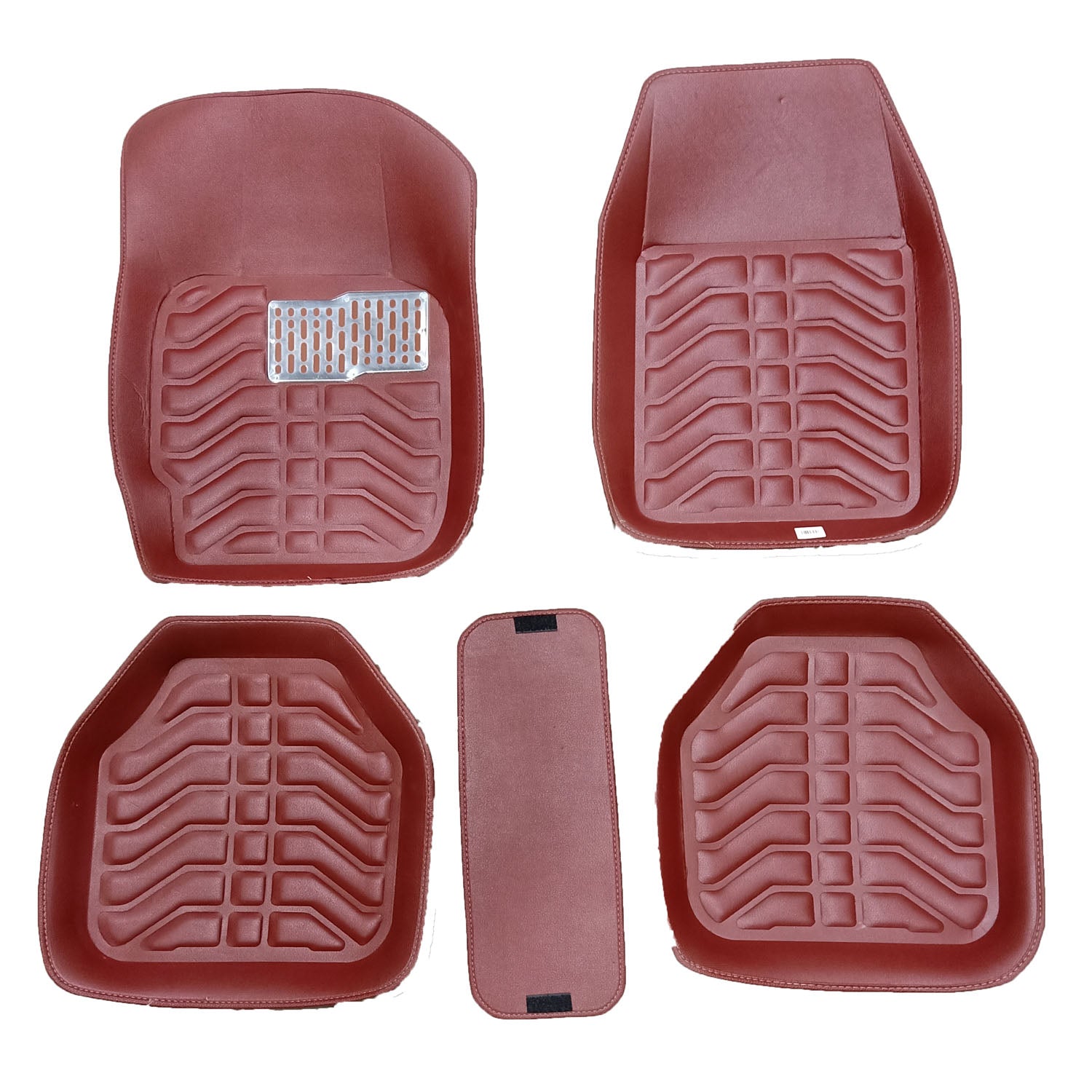 3D Universal Car Floor Mats - 5 Pcs - Dark Red