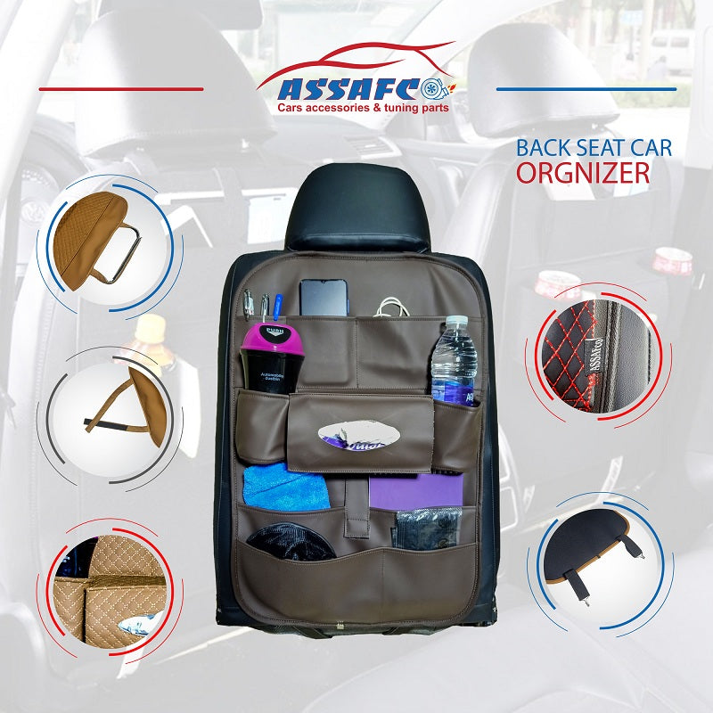 ASSAFCO Leather Car Backseat Organizer