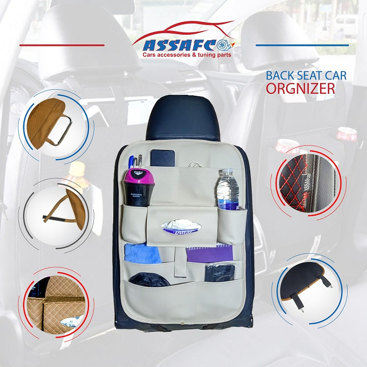 ASSAFCO Leather Car Backseat Organizer
