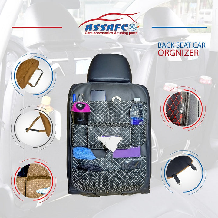 ASSAFCO Leather Car Backseat Organizer