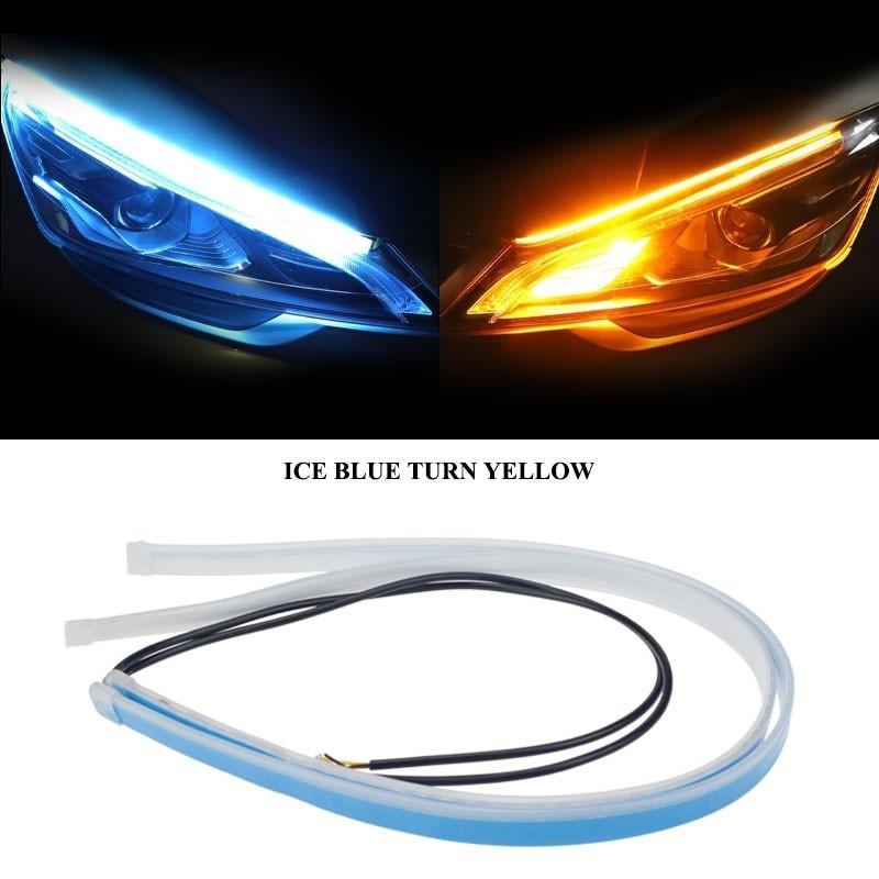 Flexible Car Led Headlight Surface Strip Dual Color 2 pcs