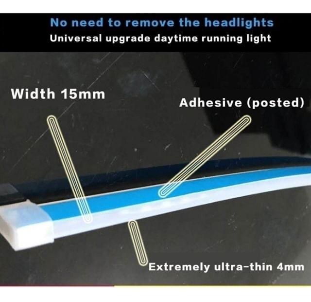 Flexible Car Led Headlight Surface Strip Dual Color 2 pcs