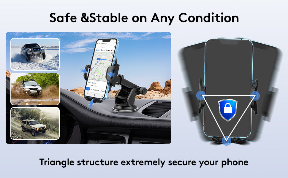 Car Mount Adjustable Mobile Phone Holder - Black