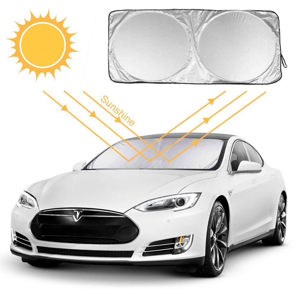 Car Windshield Sun Shade with Storage Pouch