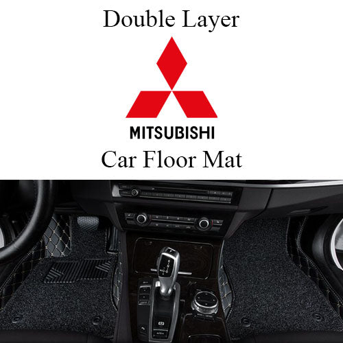 Car Premium 9D Leather Double Layered Car Floor Mat for Mitsubishi