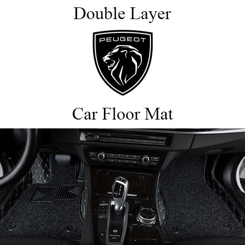 سجادة أرضية سيارة فاخرة من الجلد 9D مزدوجة الطبقات لسيارات بيجو