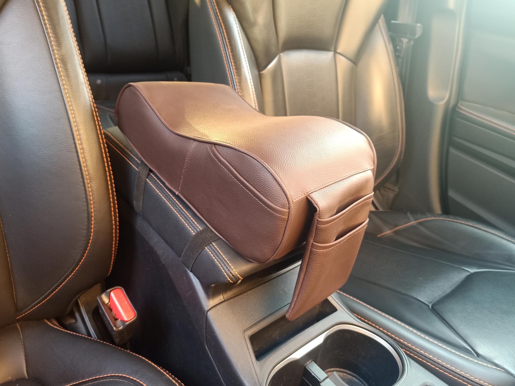 Assafco Colored Leather Car Foam Armrest Cushion