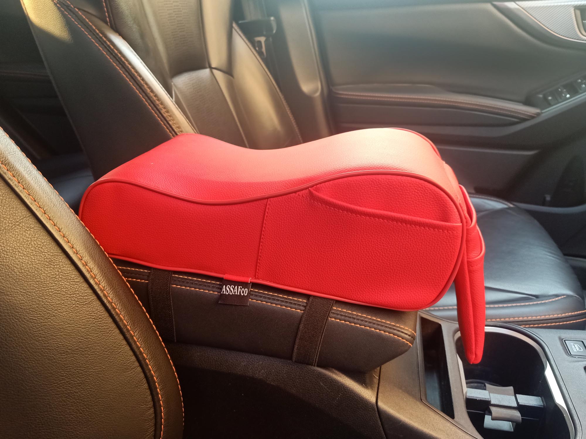 Assafco Colored Leather Car Foam Armrest Cushion