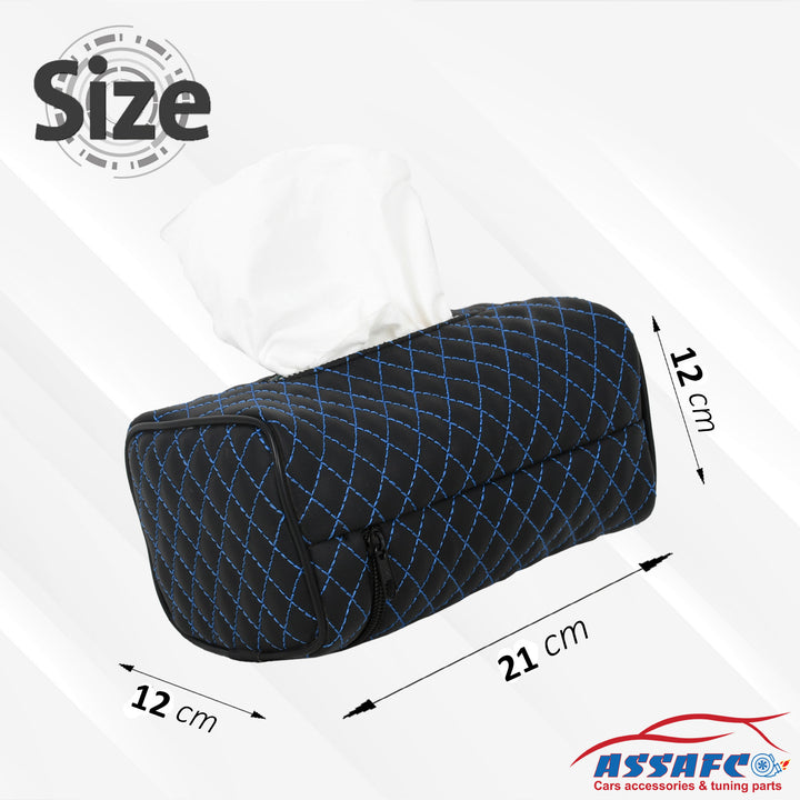 Assafco Car Leather Tissue Holder square embroidery