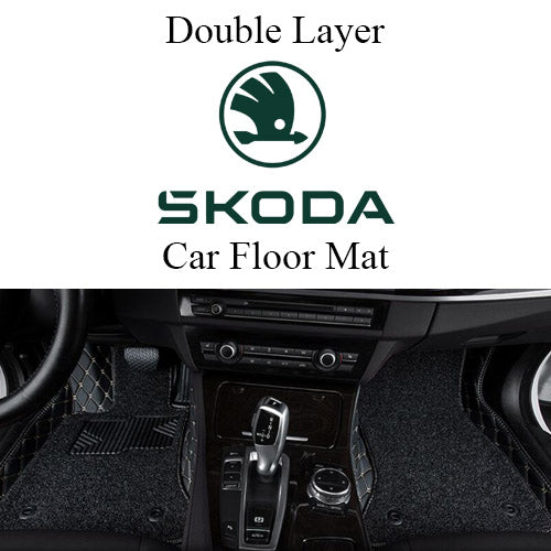 Car Premium 9D Leather Double Layered Car Floor Mat for Skoda